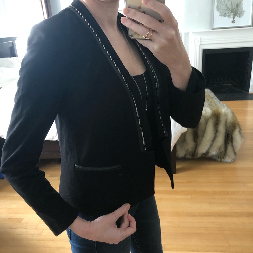 Rebecca Taylor zipper and leather trim blazer sz 4